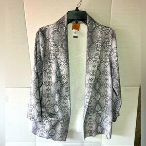 RUBY‎ RED WOMEN REPTILE PATTERN BLAZER JACKET STRETCH POCKETS GRAY SZ M